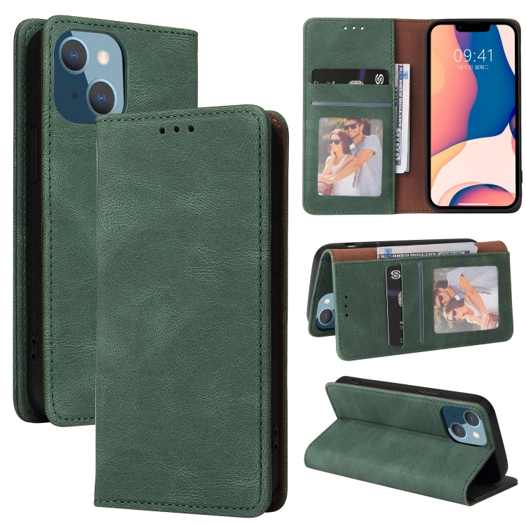 For iPhone 14 Plus Simple Suction Closure Horizontal Flip Leather Case