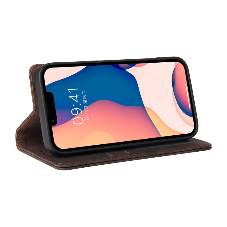 For iPhone 14 Plus Simple Suction Closure Horizontal Flip Leather Case