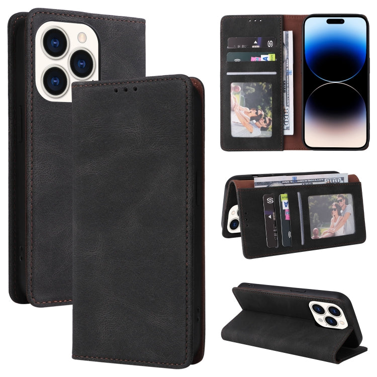 For iPhone 14 Pro Max Simple Suction Closure Horizontal Flip Leather Case