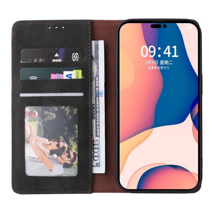 For iPhone 14 Pro Max Simple Suction Closure Horizontal Flip Leather Case