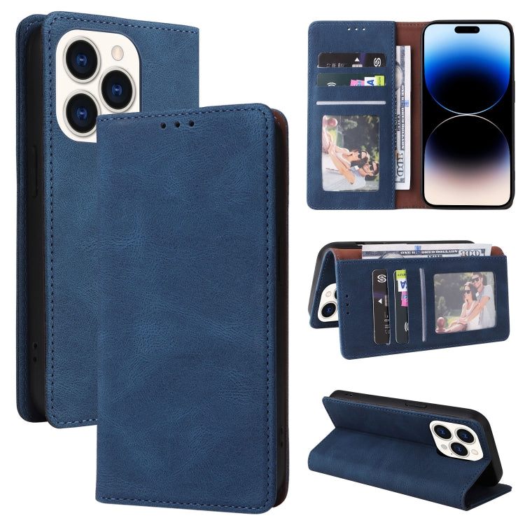 For iPhone 14 Pro Max Simple Suction Closure Horizontal Flip Leather Case