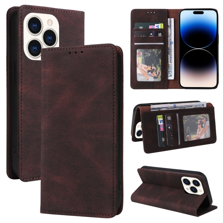 For iPhone 14 Pro Max Simple Suction Closure Horizontal Flip Leather Case