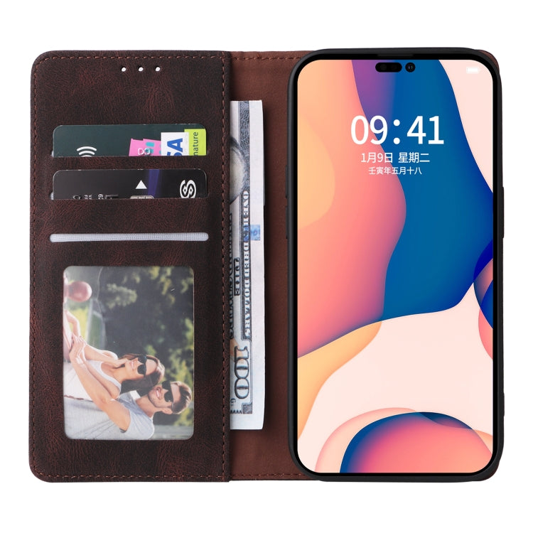 For iPhone 14 Pro Max Simple Suction Closure Horizontal Flip Leather Case
