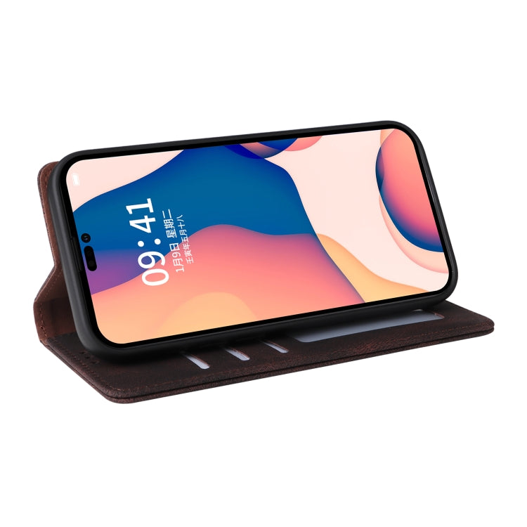 For iPhone 14 Pro Max Simple Suction Closure Horizontal Flip Leather Case