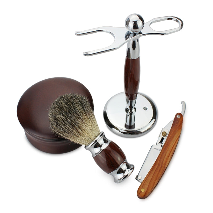 FK-3 Men Folding Manual Shaving Razor Kit with Shaving Brush / Bowl / Soap / Brush Stand / Blades