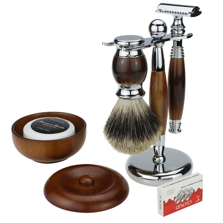 FK-4A Men Manual Double Edge Shaving Razor Kit with Shaving Brush / Bowl / Soap /  Brush Stand / Blades