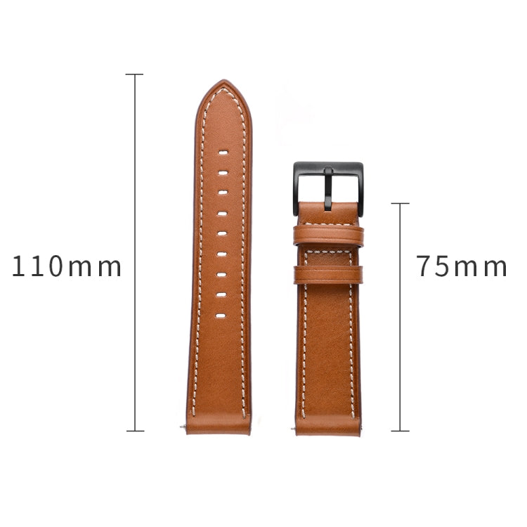 For Huawei Watch GT3 Pro 43mm / 46mm 22mmFirst Layer Leather Sewing Thread Watch Band