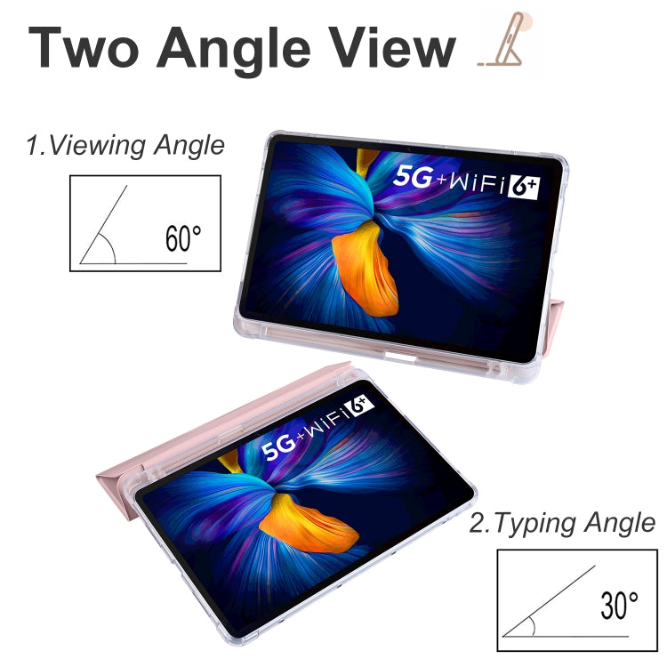 For Honor V6 10.4 inch 3-folding Transparent TPU Smart Leather Tablet Case