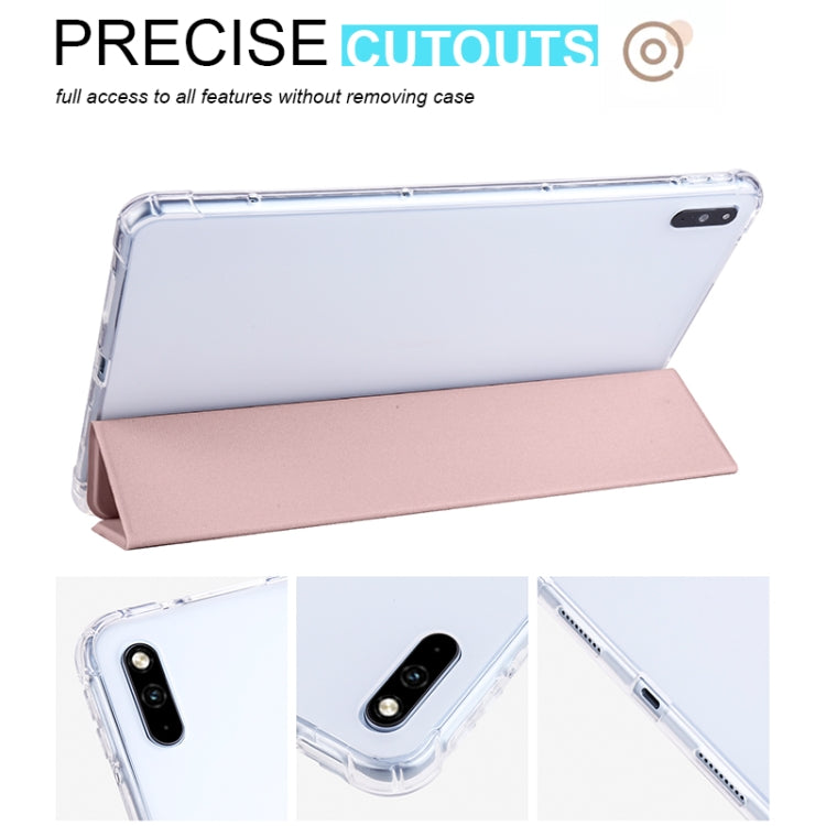 For Honor V6 10.4 inch 3-folding Transparent TPU Smart Leather Tablet Case