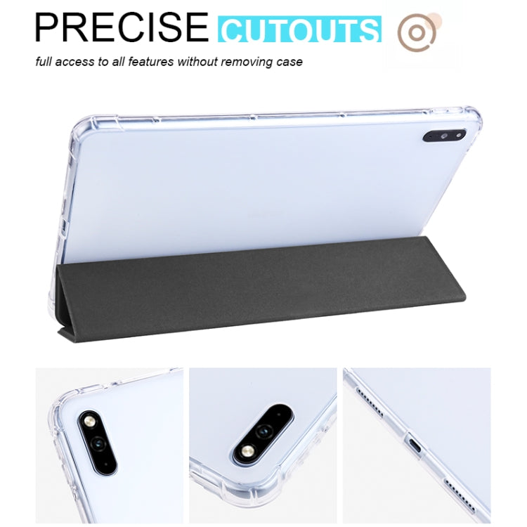 For Honor V6 10.4 inch 3-folding Transparent TPU Smart Leather Tablet Case