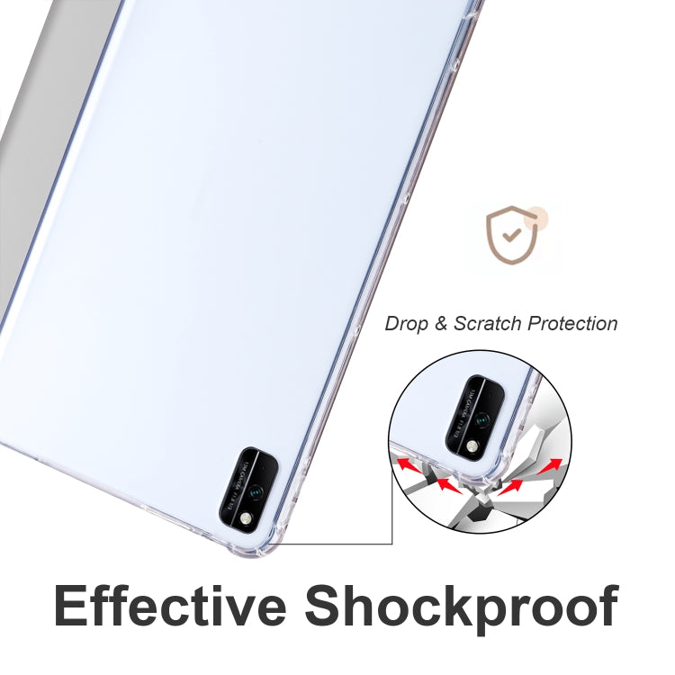 For Honor V6 10.4 inch 3-folding Transparent TPU Smart Leather Tablet Case