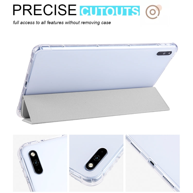 For Honor V6 10.4 inch 3-folding Transparent TPU Smart Leather Tablet Case