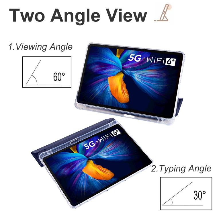 For Honor V6 10.4 inch 3-folding Transparent TPU Smart Leather Tablet Case