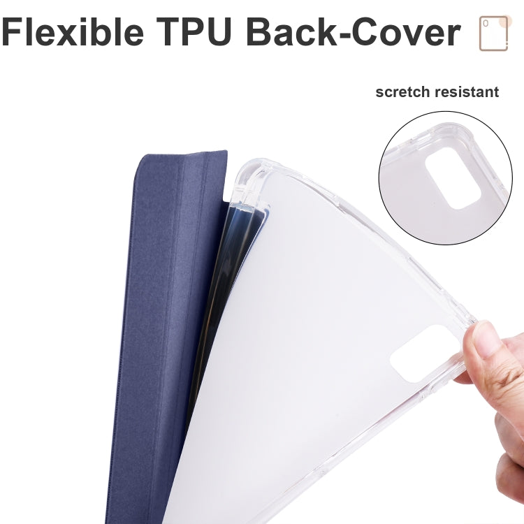 For Honor V6 10.4 inch 3-folding Transparent TPU Smart Leather Tablet Case
