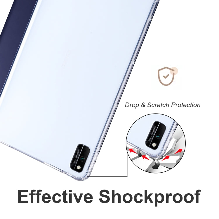 For Honor V6 10.4 inch 3-folding Transparent TPU Smart Leather Tablet Case