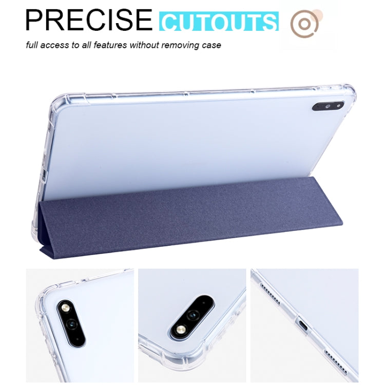 For Honor V6 10.4 inch 3-folding Transparent TPU Smart Leather Tablet Case