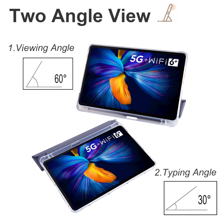 For Honor V6 10.4 inch 3-folding Transparent TPU Smart Leather Tablet Case