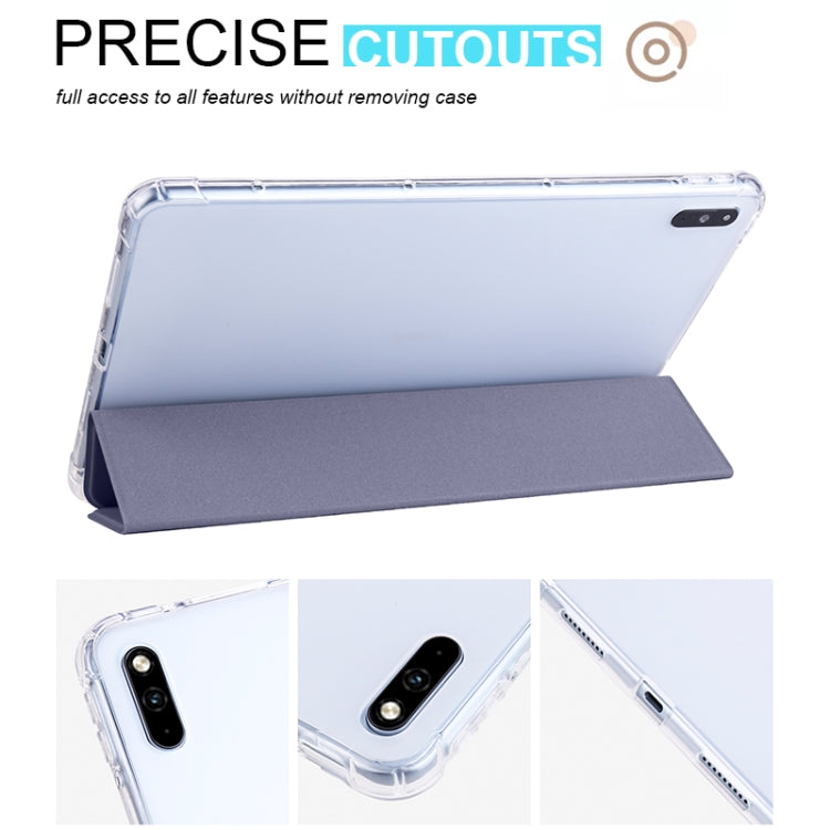For Honor V6 10.4 inch 3-folding Transparent TPU Smart Leather Tablet Case