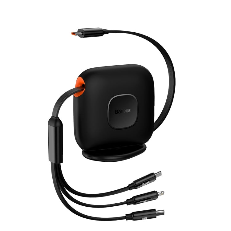 Baseus Traction Series 100W USB-C/Type-C to Micro USB+8 Pin+USB-C/Type-C 3 in 1 Stretch Fast Charging Data Cable, Length: 1.7m(Black)