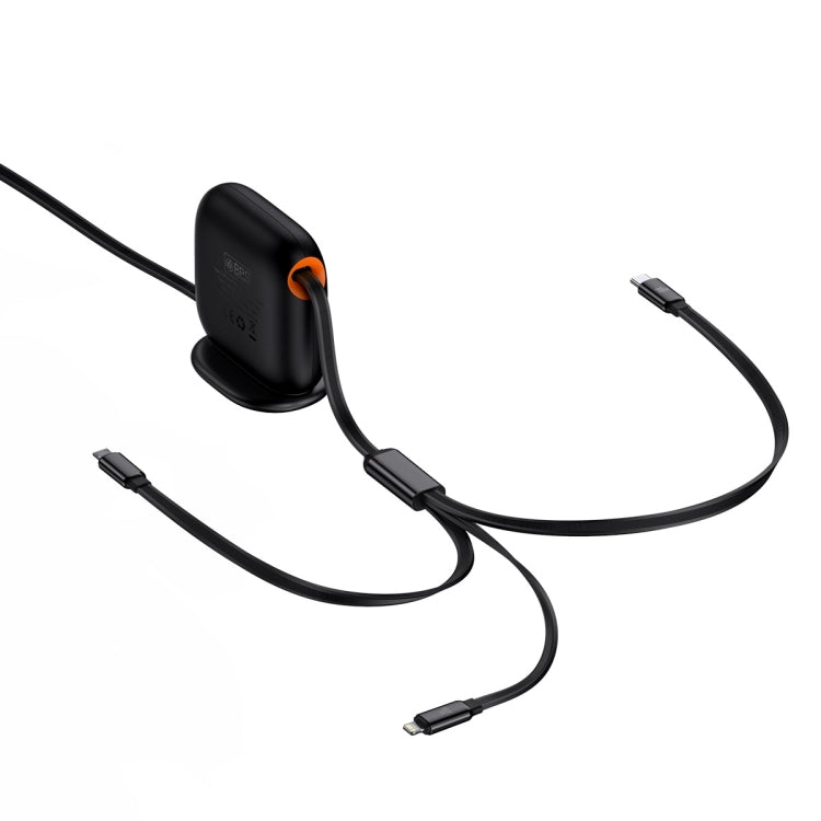 Baseus Traction Series 100W USB-C/Type-C to Micro USB+8 Pin+USB-C/Type-C 3 in 1 Stretch Fast Charging Data Cable, Length: 1.7m(Black)