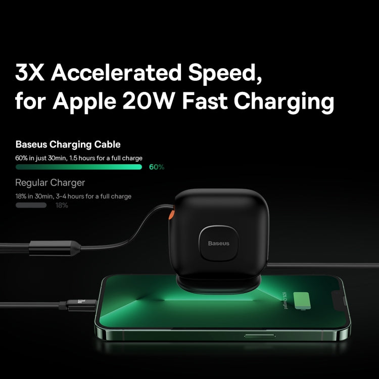 Baseus Traction Series 100W USB-C/Type-C to Micro USB+8 Pin+USB-C/Type-C 3 in 1 Stretch Fast Charging Data Cable, Length: 1.7m(Black)