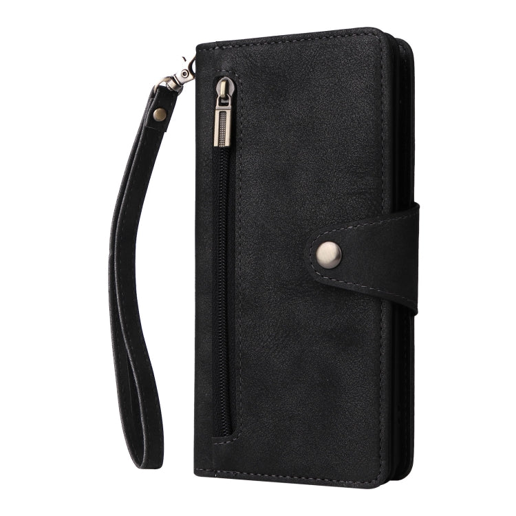 For Google Pixel 6a Rivet Buckle 9 Cards Three Fold Leather Phone Case