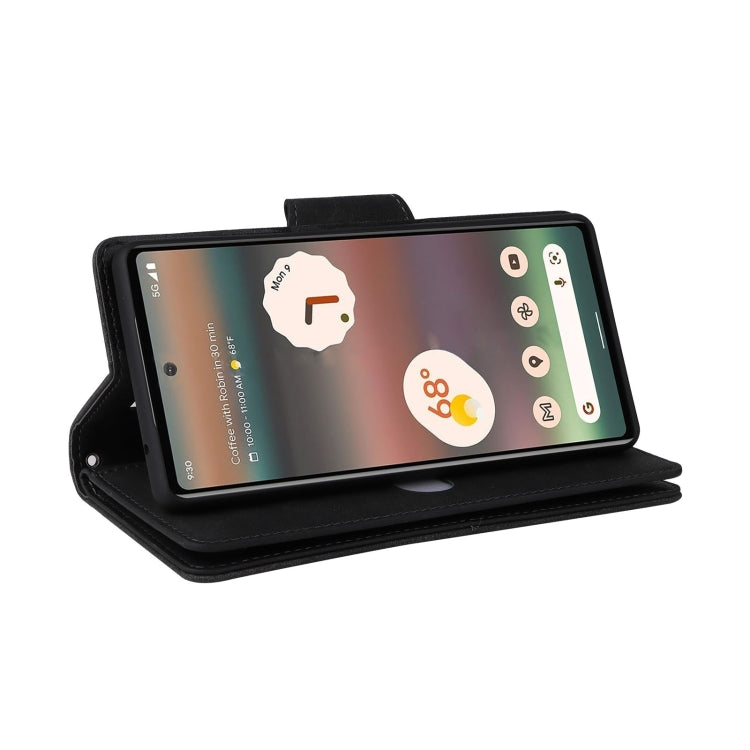 For Google Pixel 6a Rivet Buckle 9 Cards Three Fold Leather Phone Case