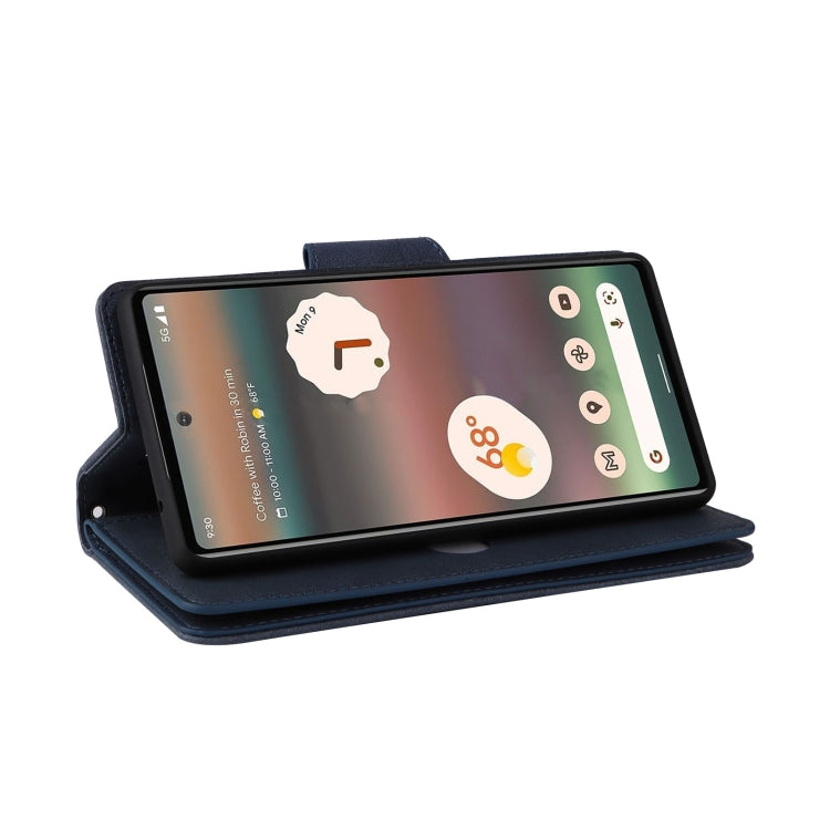 For Google Pixel 6a Rivet Buckle 9 Cards Three Fold Leather Phone Case