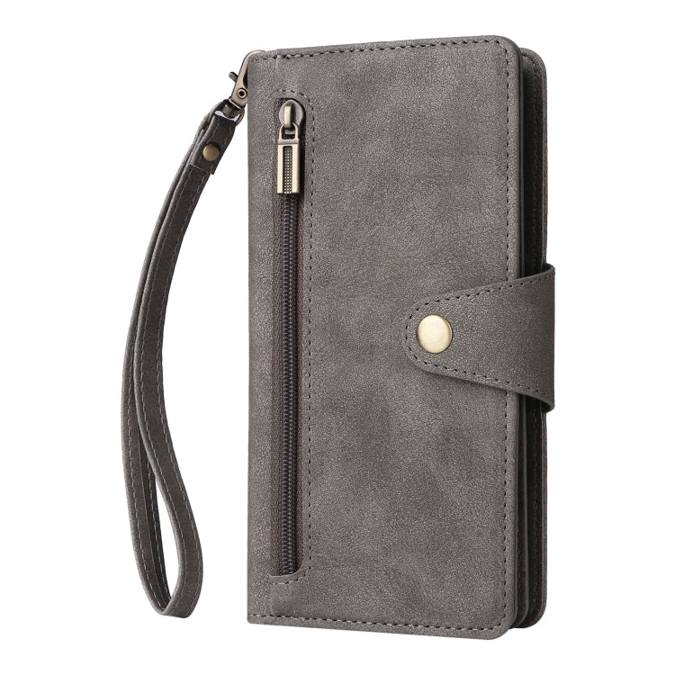 For Google Pixel 6a Rivet Buckle 9 Cards Three Fold Leather Phone Case