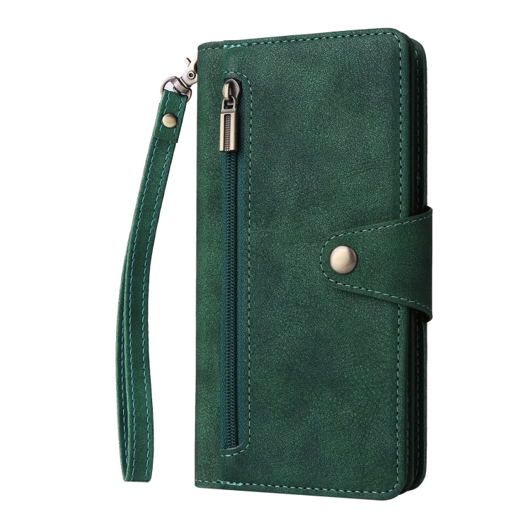 For Google Pixel 6a Rivet Buckle 9 Cards Three Fold Leather Phone Case