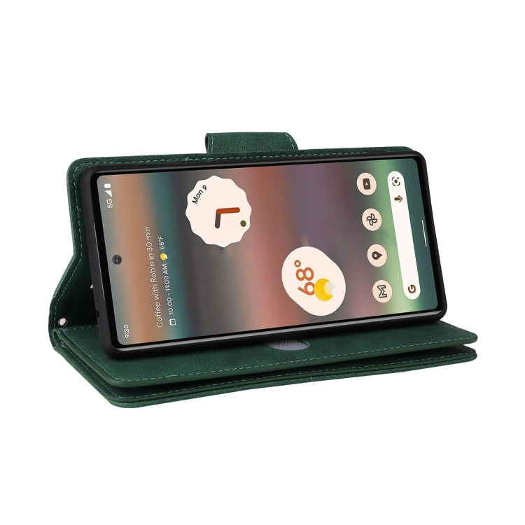 For Google Pixel 6a Rivet Buckle 9 Cards Three Fold Leather Phone Case