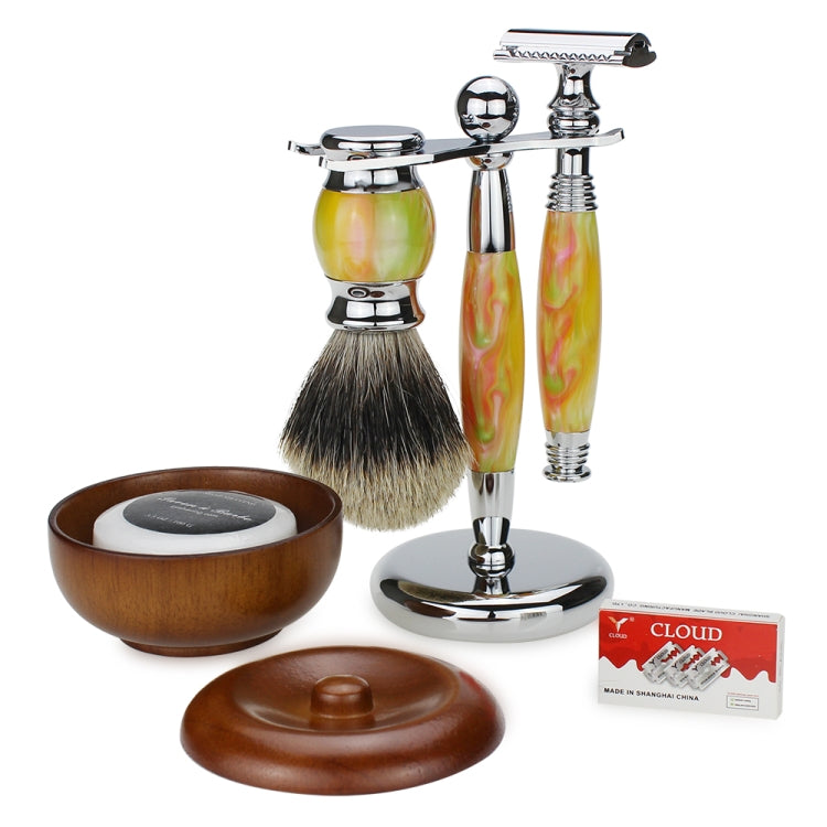 FK-6A Men Manual Shaving Razor Kit with Shaving Brush / Bowl / Soap / Brush Stand / Blades