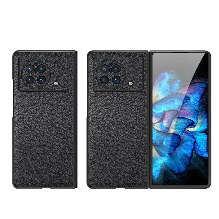 For vivo X Fold Litchi Texture Genuine Leather Phone Case