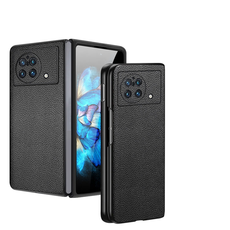 For vivo X Fold Litchi Texture Genuine Leather Phone Case