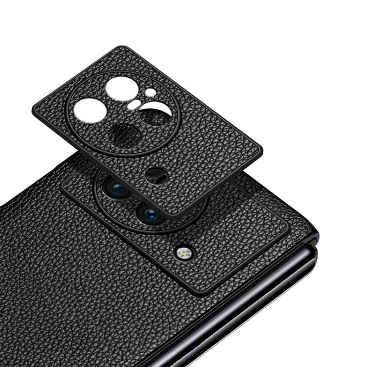 For vivo X Fold Litchi Texture Genuine Leather Phone Case