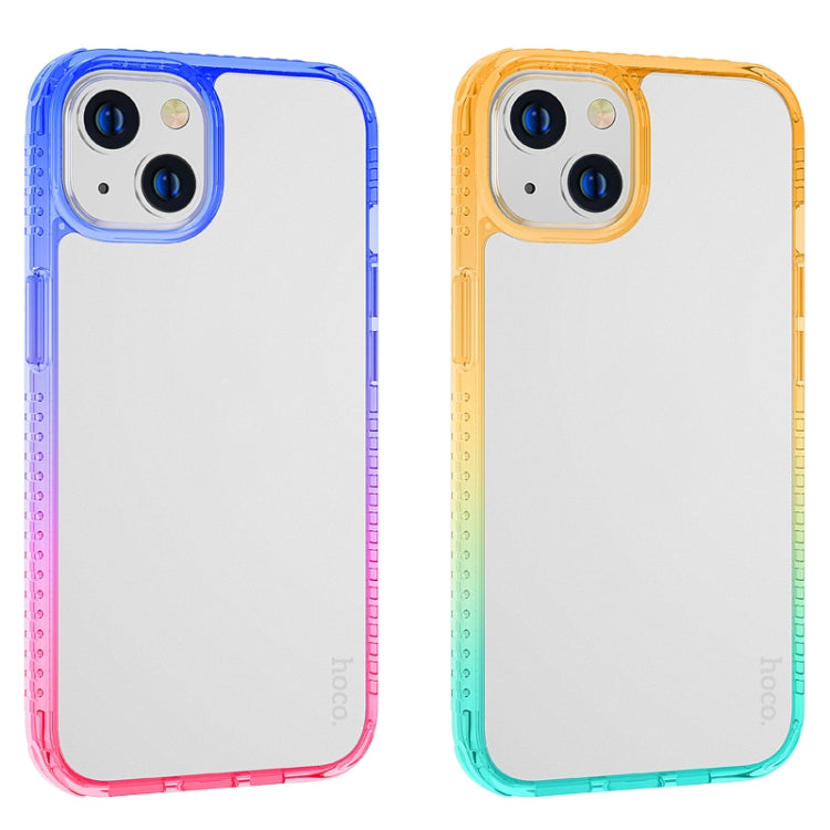 For iPhone 14 hoco Rainbow Gradient Skin Feel Phone Case