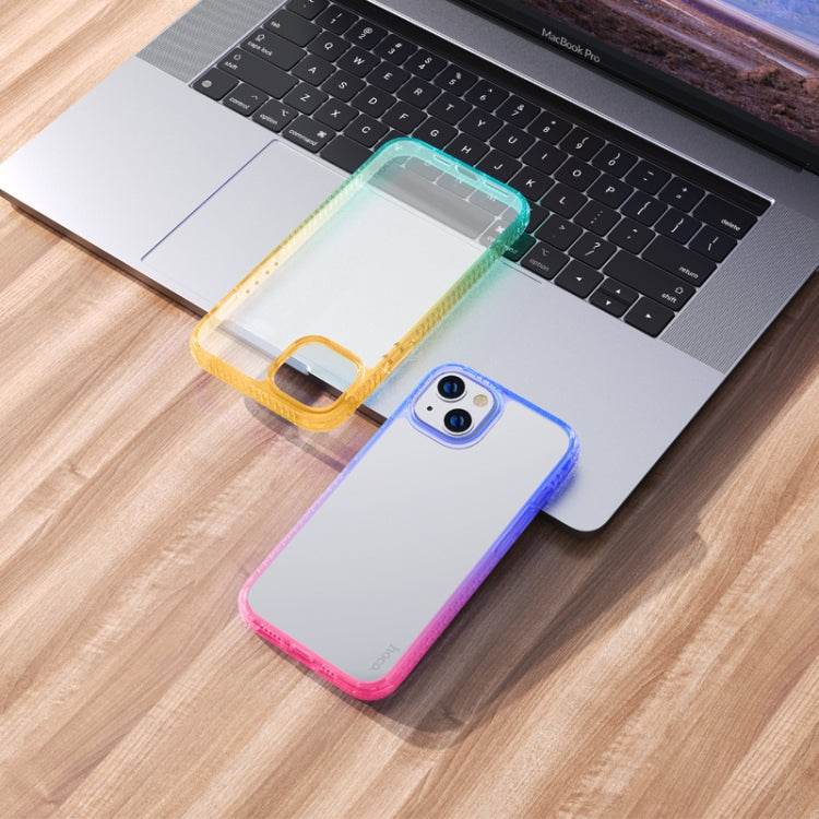 For iPhone 14 hoco Rainbow Gradient Skin Feel Phone Case