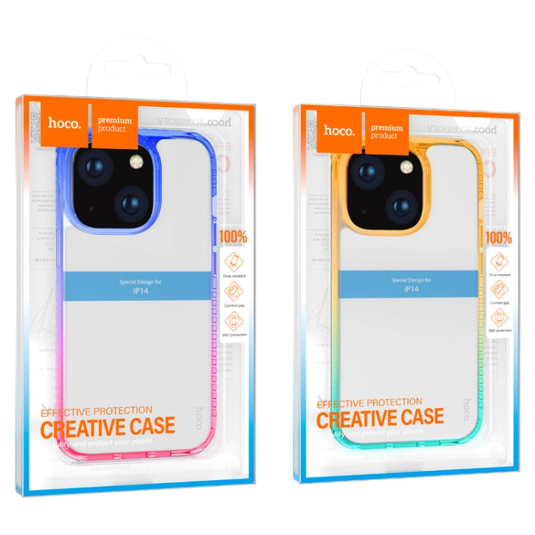 For iPhone 14 hoco Rainbow Gradient Skin Feel Phone Case