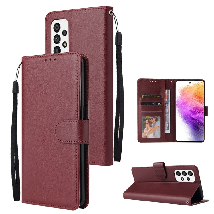 For Samsung Galaxy A73 5G 3 Card Slots Multifunctional Leather Phone Case