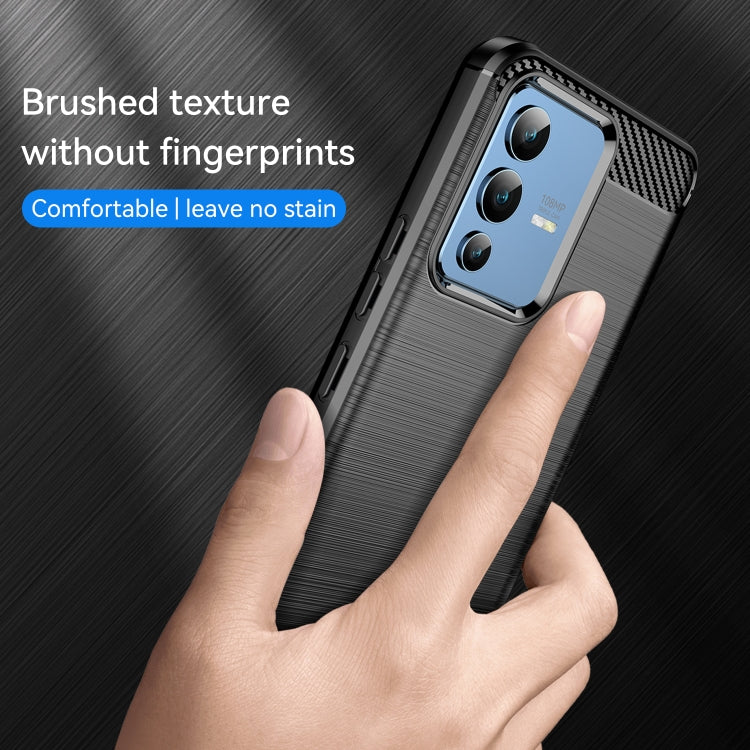 For vivo S12 Brushed Texture Carbon Fiber TPU Phone Case