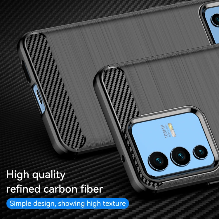 For vivo S12 Brushed Texture Carbon Fiber TPU Phone Case