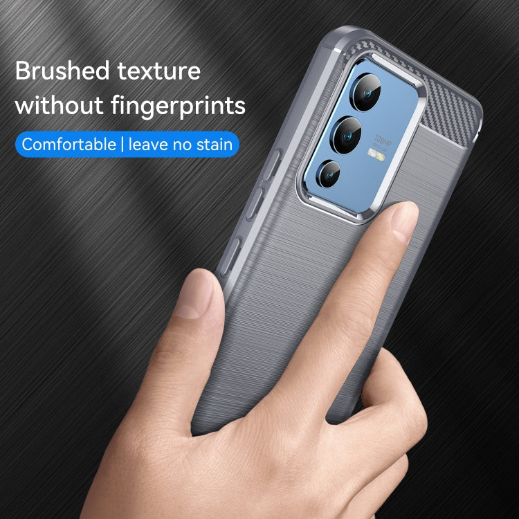 For vivo S12 Brushed Texture Carbon Fiber TPU Phone Case