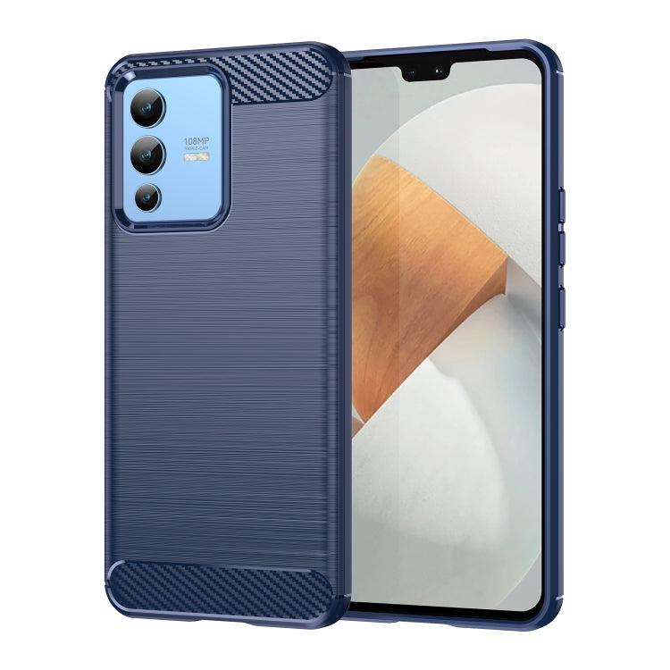 For vivo S12 Brushed Texture Carbon Fiber TPU Phone Case