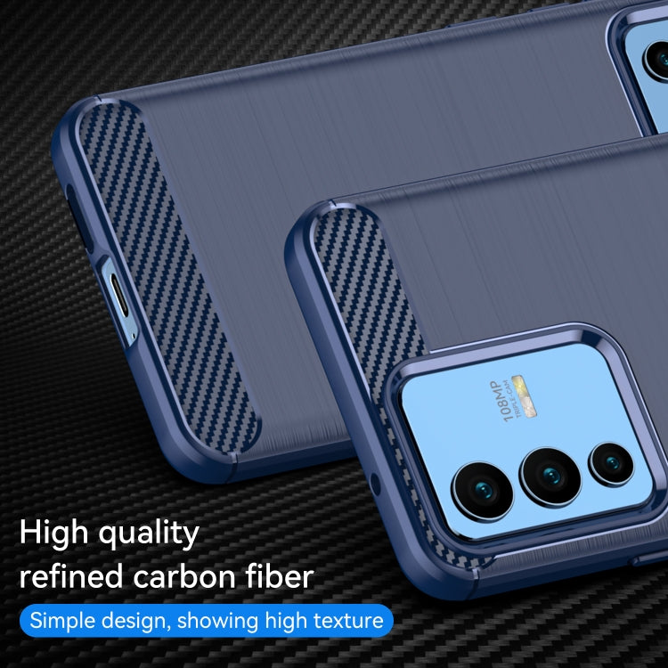 For vivo V23 5G Brushed Texture Carbon Fiber TPU Phone Case