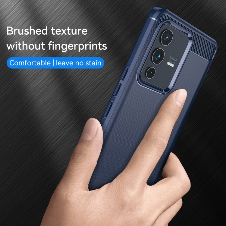 For vivo V23 Pro Brushed Texture Carbon Fiber TPU Phone Case