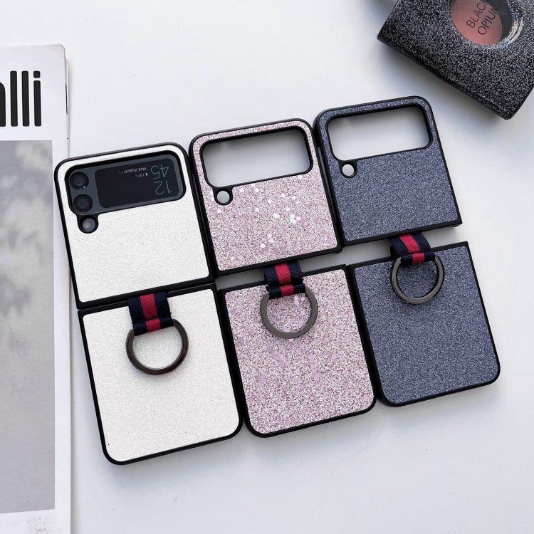 For Samsung Galaxy Z Flip4 Glitter Powder PU Phone Case With Ring
