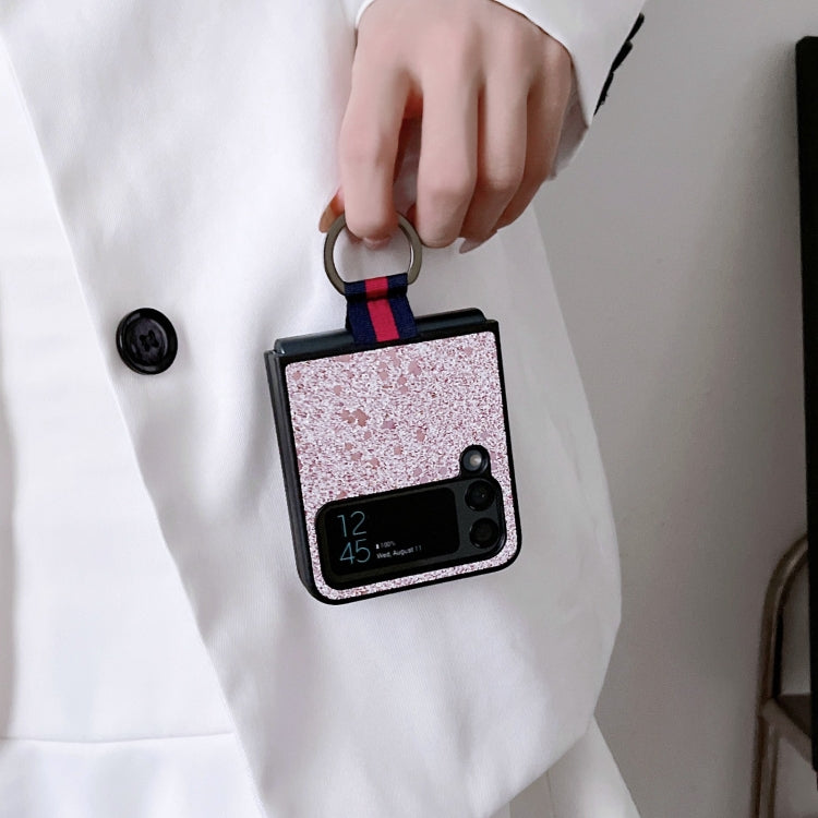 For Samsung Galaxy Z Flip4 Glitter Powder PU Phone Case With Ring