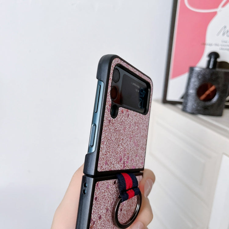 For Samsung Galaxy Z Flip4 Glitter Powder PU Phone Case With Ring