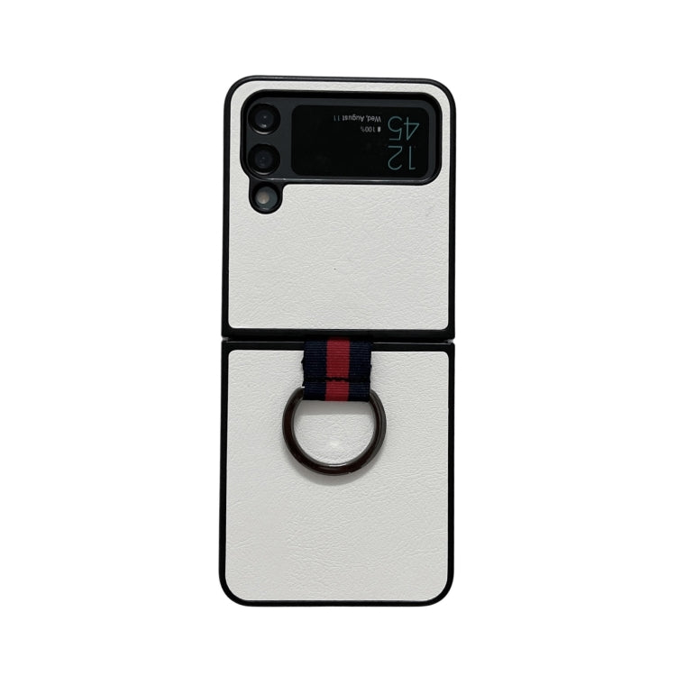 For Samsung Galaxy Z Flip4 Two-color Litchi Texture Phone Case With Ring