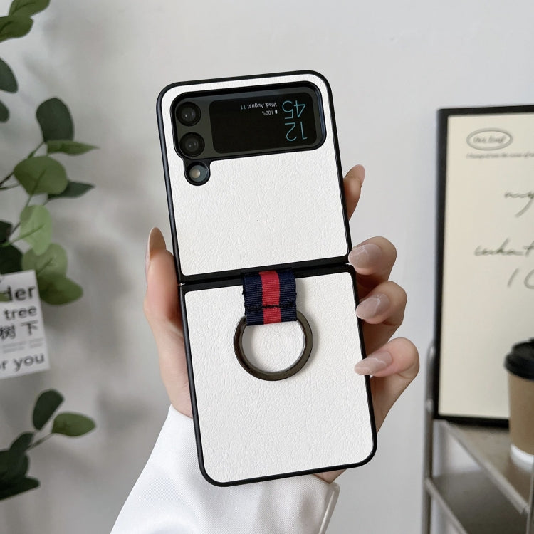 For Samsung Galaxy Z Flip4 Two-color Litchi Texture Phone Case With Ring